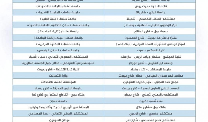 بعد الـ"4G" .. صنعاء تدشن خدمة الإنترنت عبر الـ" Wifi " وتطلق بث تجريبي مجاني في"48" موقعًا بأمانة العاصمة ( أسماء الاماكن)